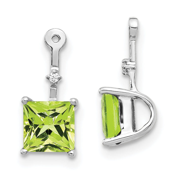 14k White Gold Diamond and Square Peridot Earring Jackets-EJM5345-PE-001-WA