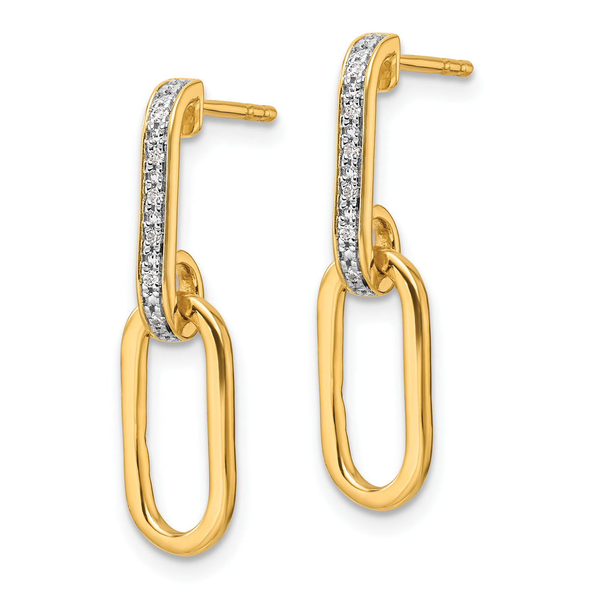 14K Polished Diamond Paper Clip Link Fashion Dangle Post Earrings-EM10043-006-YAA