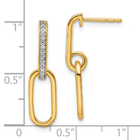14K Polished Diamond Paper Clip Link Fashion Dangle Post Earrings-EM10043-006-YAA