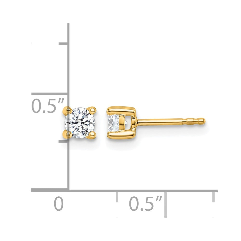 14ky 1/2 ctw Cert Lab Grown Dia VS+ F+ Round 4 Prong Hvy Wt Earring-EM1006-050C-LD