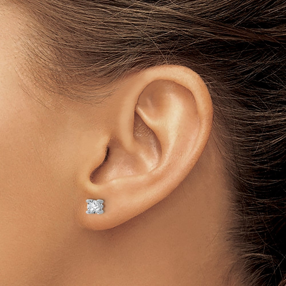 14kw 2/3 ctw Cert Lab Grown Dia VS/SI+ G+ Round 4 Prong Hvy Wt Earring-EM1006-066C-WLG