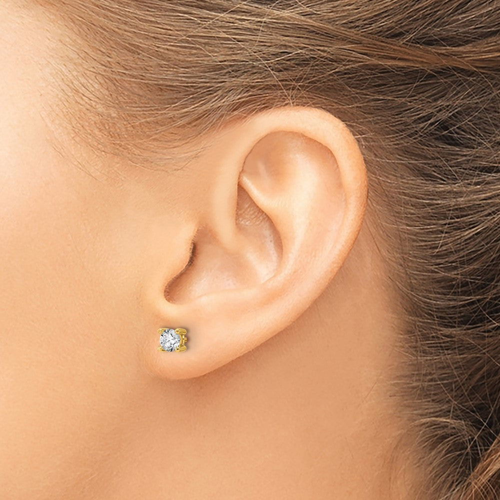 14ky 2/3 ctw Cert Lab Grown Dia VS/SI+ G+ Round 4 Prong Hvy Wt Earring-EM1006-066C-LG