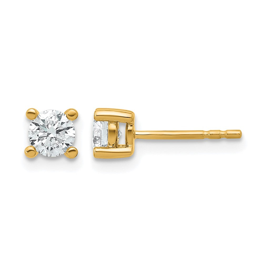 14ky 2/3 ctw Cert Lab Grown Dia VS/SI+ G+ Round 4 Prong Hvy Wt Earring-EM1006-066C-LG