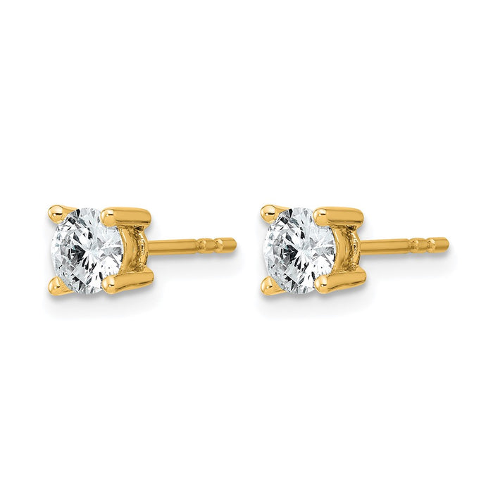 14ky 3/4 ctw Cert Lab Grown Dia VS+ F+ Round 4 Prong Hvy Wt Earring-EM1006-075C-LD