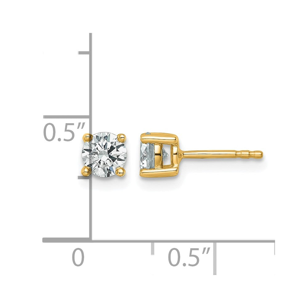 14ky 3/4 ctw Cert Lab Grown Dia VS+ F+ Round 4 Prong Hvy Wt Earring-EM1006-075C-LD