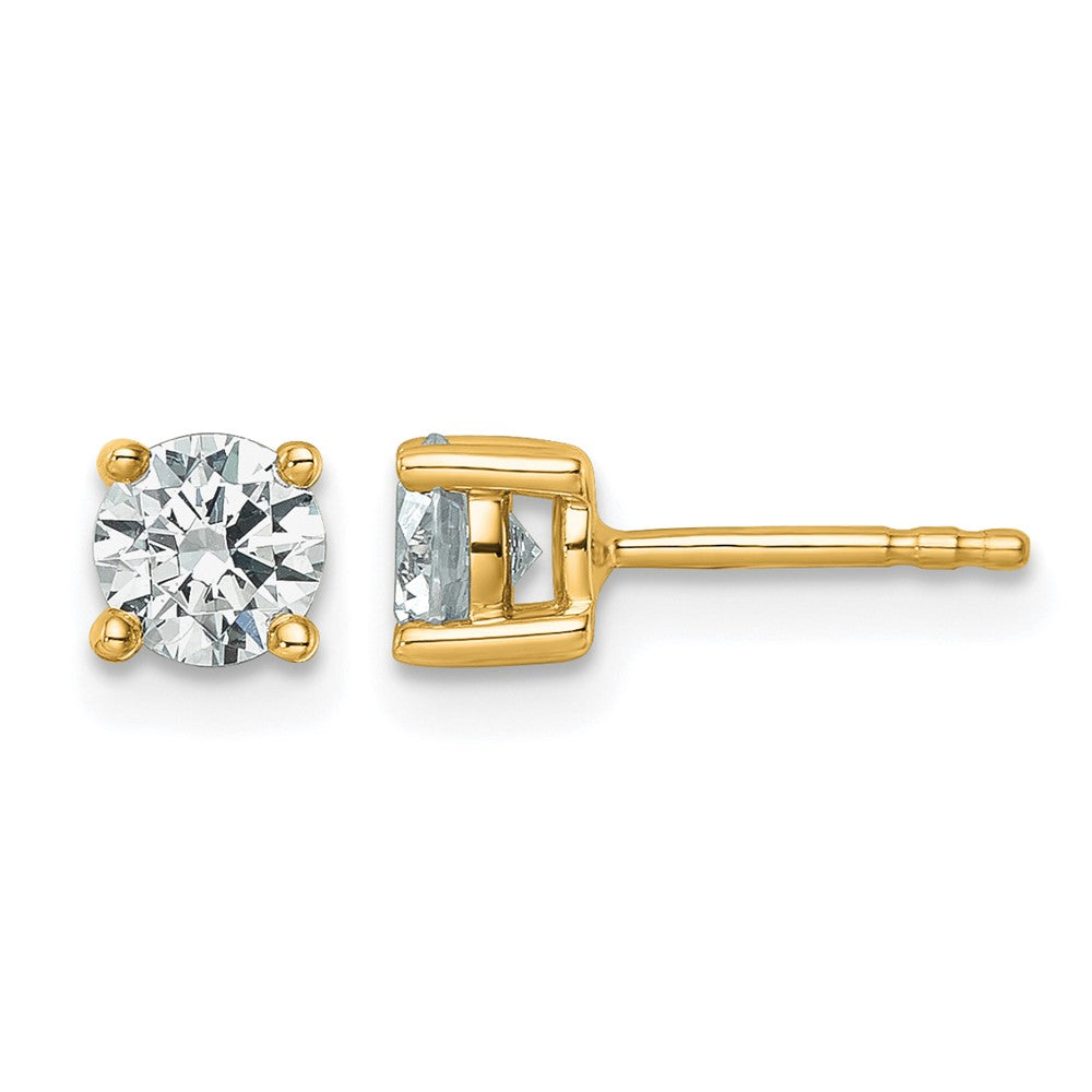 14ky 3/4 ctw Cert Lab Grown Dia VS+ F+ Round 4 Prong Hvy Wt Earring-EM1006-075C-LD
