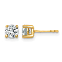 14ky 3/4 ctw Cert Lab Grown Dia VS+ F+ Round 4 Prong Hvy Wt Earring-EM1006-075C-LD