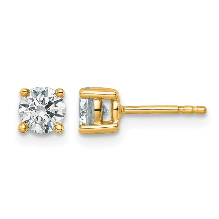 14ky 3/4 ctw Cert Lab Grown Dia VS+ F+ Round 4 Prong Hvy Wt Earring-EM1006-075C-LD