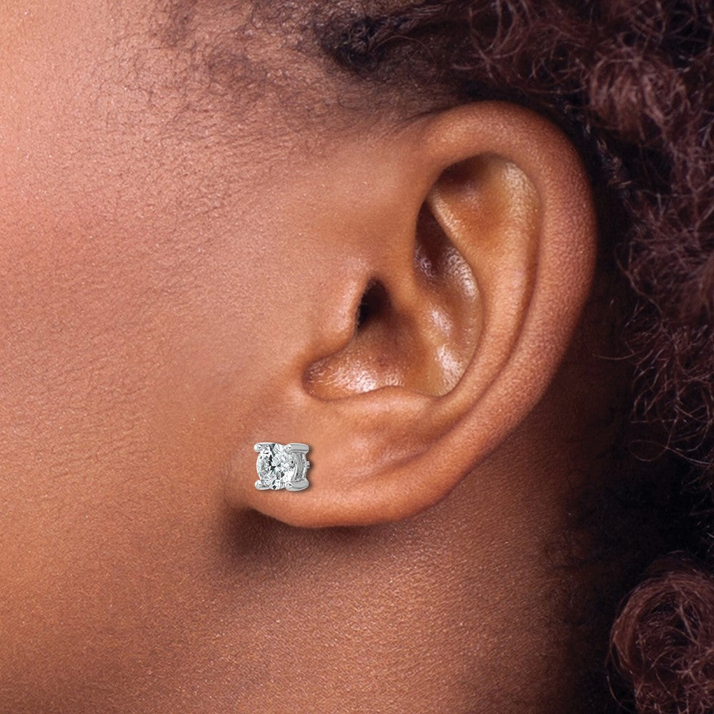 14kw 1 ctw Cert Lab Grown Dia VS/SI+ G+ Round 4 Prong Hvy Wt Earring-EM1006-100C-WLG