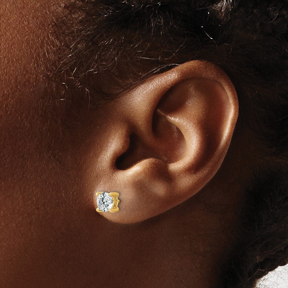 14ky 1 ctw Cert Lab Grown Dia VS+ F+ Round 4 Prong Hvy Wt Earring-EM1006-100C-LD