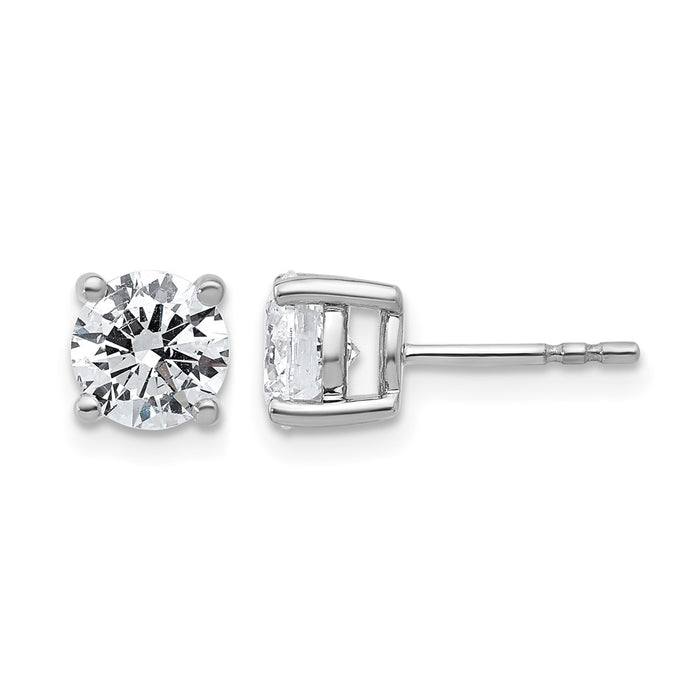 14kw 2 ctw Cert Lab Grown Dia VS/SI+ G+ Round 4 Prong Hvy Wt Earring-EM1006-200C-WLG