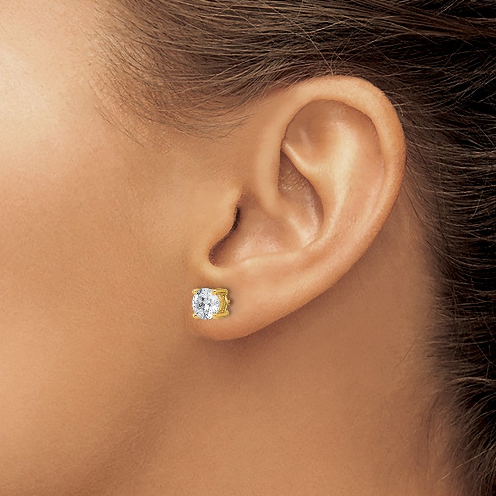 14ky 2 ctw Cert Lab Grown Dia VS+ F+ Round 4 Prong Hvy Wt Earring-EM1006-200C-LD