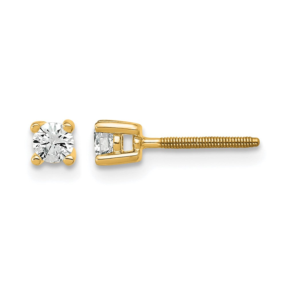 14ky 1/5 ctw Cert Lab Grown Dia VS+ F+ Round 4 Prong Hvy Wt ScrewBk Earring-EM1006S-020C-LD