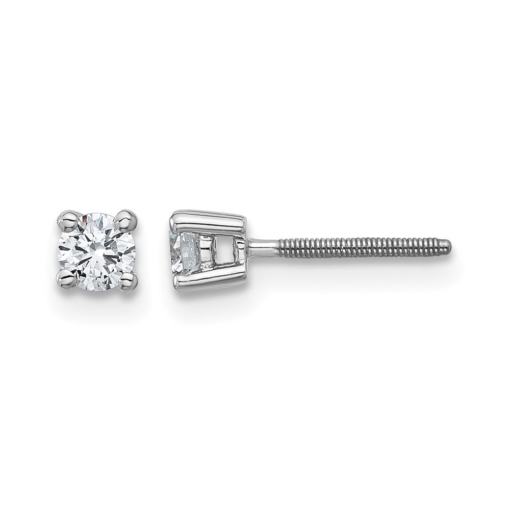 14kw 1/4 ctw Cert Lab Grown Dia VS+ F+ Round 4 Prong Hvy Wt ScrewBk Earring-EM1006S-025C-WLD