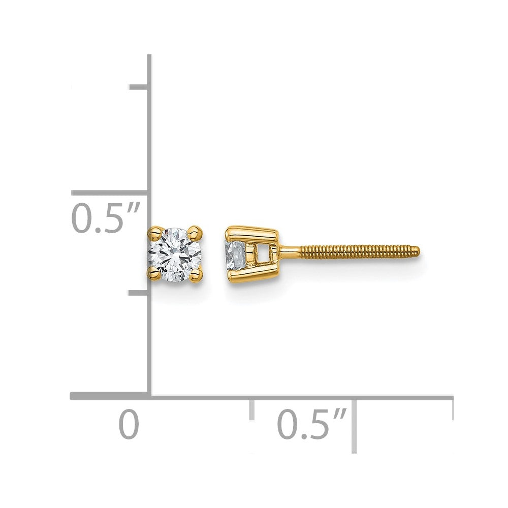 14ky 1/4 ctw Cert Lab Grown Dia VS+ F+ Round 4 Prong Hvy Wt ScrewBk Earring-EM1006S-025C-LD