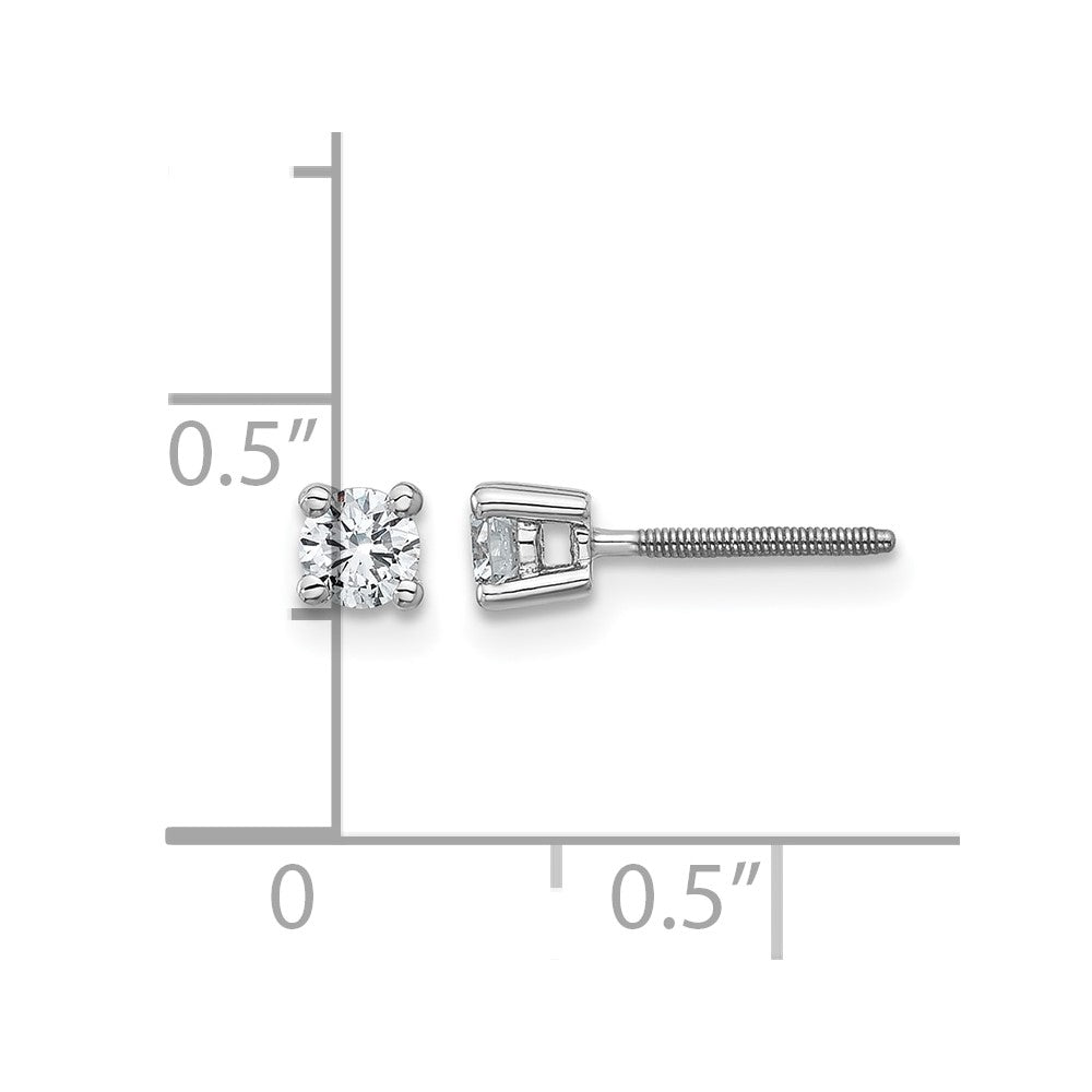 14kw 1/3 ctw Cert Lab Grown Dia VS+ F+ Round 4 Prong Hvy Wt ScrewBk Earring-EM1006S-033C-WLD
