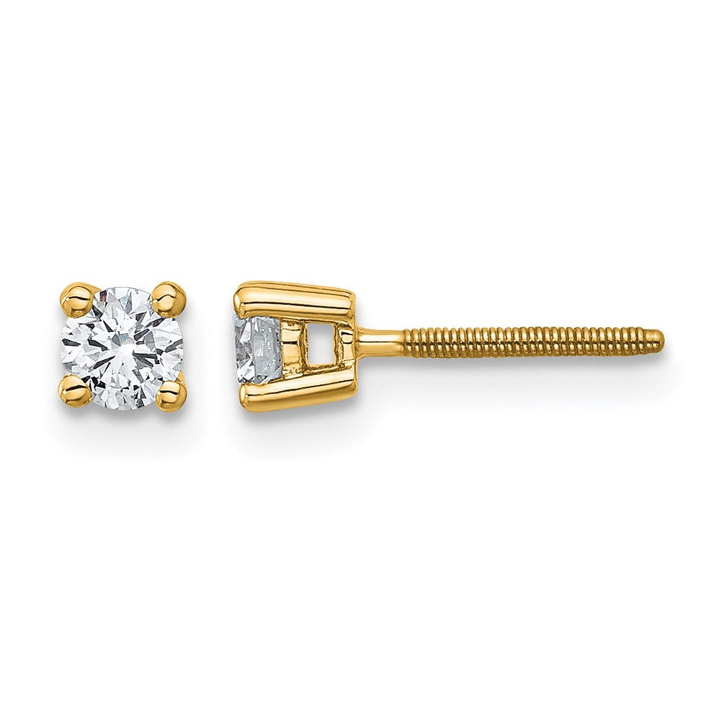 14ky 1/3 ctw Cert Lab Grown Dia VS+ F+ Round 4 Prong Hvy Wt ScrewBk Earring-EM1006S-033C-LD