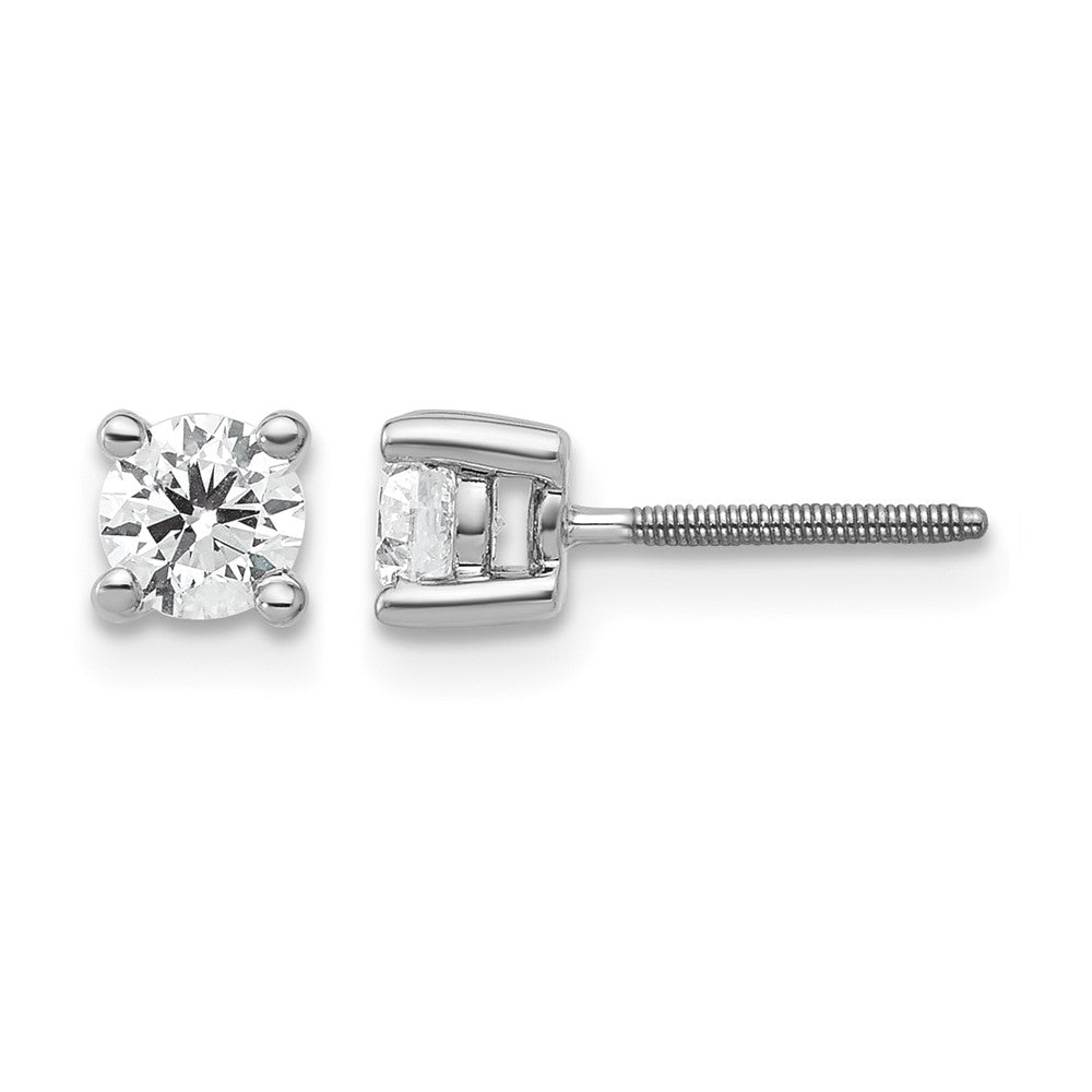14kw 1/2 ctw Cert Lab Grwn Dia VS/SI+ G+ Round 4 Prg Hvy Wt ScrewBk Earring-EM1006S-050C-WLG