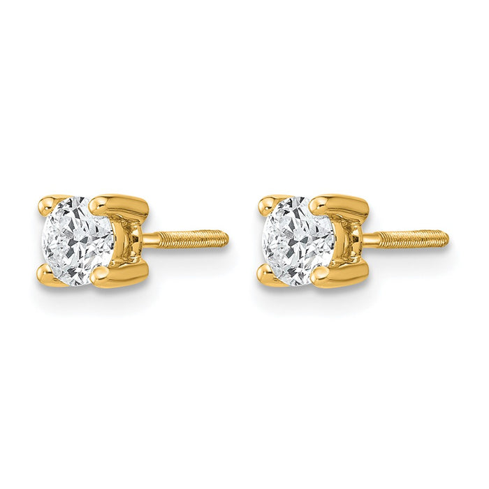 14ky 1/2 ctw Cert Lab Grown Dia VS+ F+ Round 4 Prong Hvy Wt ScrewBk Earring-EM1006S-050C-LD