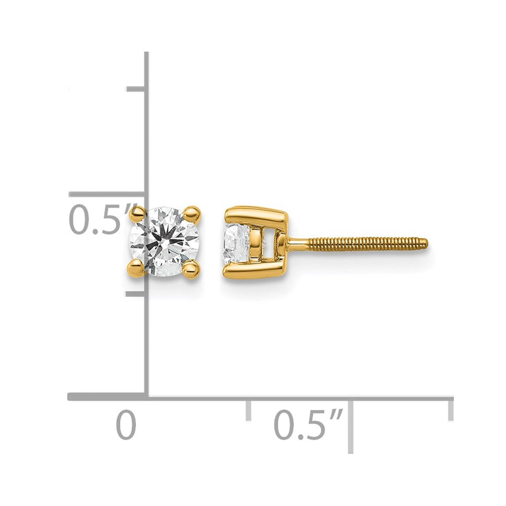 14ky 1/2 ctw Cert Lab Grown Dia VS+ F+ Round 4 Prong Hvy Wt ScrewBk Earring-EM1006S-050C-LD