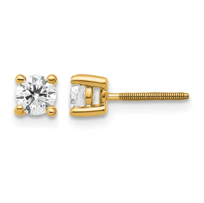 14ky 1/2 ctw Cert Lab Grown Dia VS+ F+ Round 4 Prong Hvy Wt ScrewBk Earring-EM1006S-050C-LD