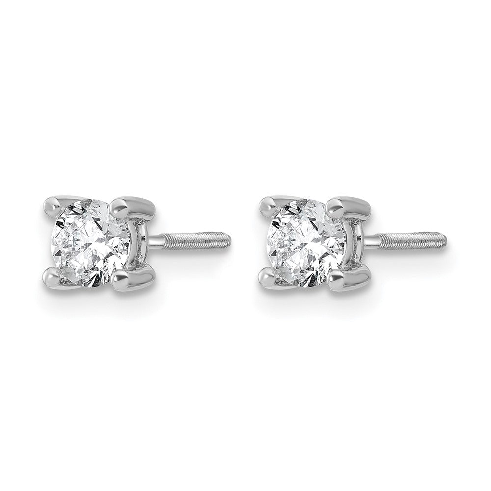 14kw 2/3 ctw Cert Lab Grown Dia VS+ F+ Round 4 Prong Hvy Wt ScrewBk Earring-EM1006S-066C-WLD