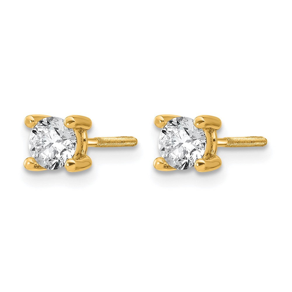 14ky 2/3 ctw Cert Lab Grown Dia VS+ F+ Round 4 Prong Hvy Wt ScrewBk Earring-EM1006S-066C-LD