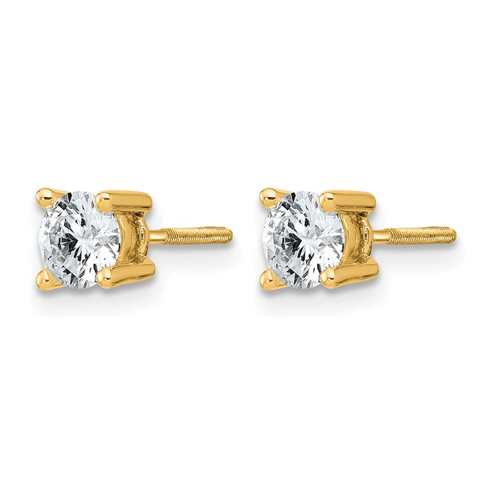 14ky 3/4 ctw Cert Lab Grwn Dia VS/SI+ G+ Round 4 Prg Hvy Wt ScrewBk Earring-EM1006S-075C-LG