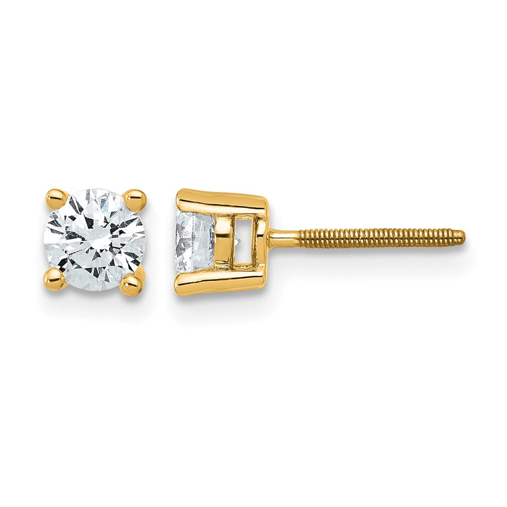 14ky 3/4 ctw Cert Lab Grown Dia VS+ F+ Round 4 Prong Hvy Wt ScrewBk Earring-EM1006S-075C-LD