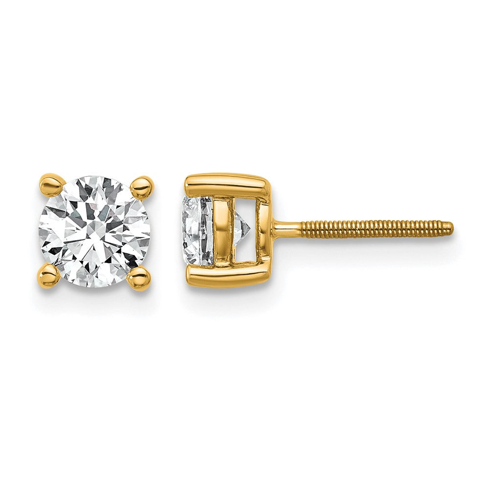 14ky 1 ctw Cert Lab Grown Dia VS+ F+ Round 4 Prong Hvy Wt ScrewBk Earring-EM1006S-100C-LD