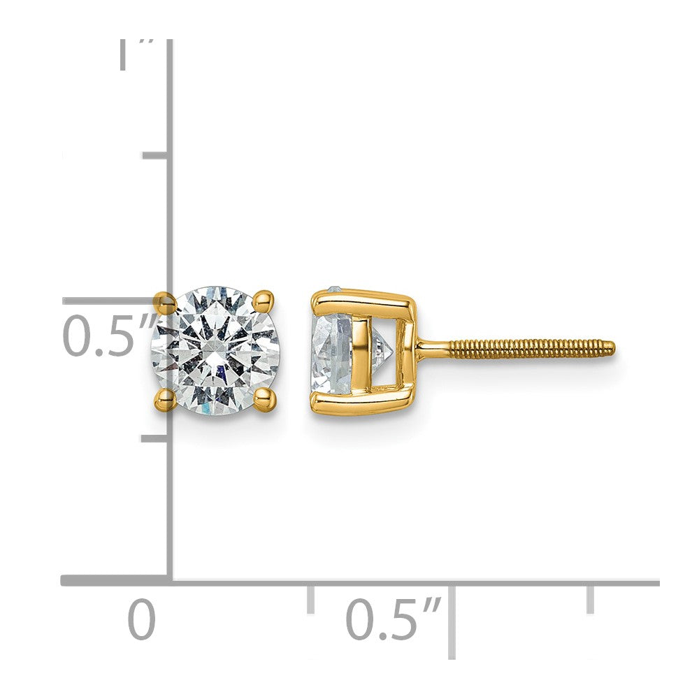 14ky 2 ctw Cert Lab Grwn Dia VS/SI+ G+ Round 4 Prong Hvy Wt ScrewBk Earring-EM1006S-200C-LG