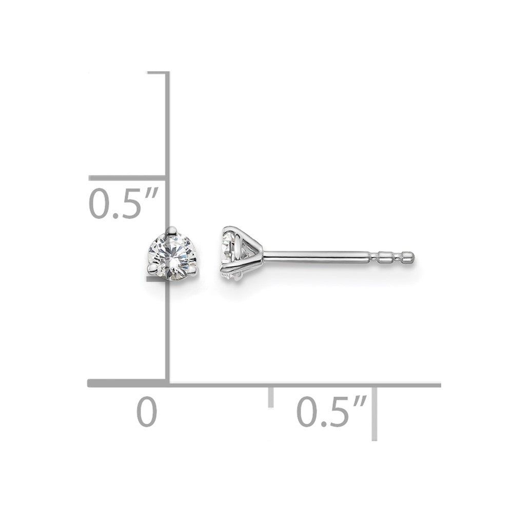 14kw 1/5 ctw Cert Lab Grown Dia VS+ F+ Round 3 Prong Hvy Wt Earring-EM1007-020C-WLD