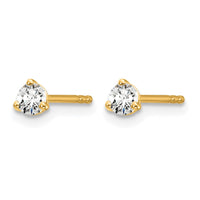 14ky 1/5 ctw Cert Lab Grown Dia VS+ F+ Round 3 Prong Hvy Wt Earring-EM1007-020C-LD