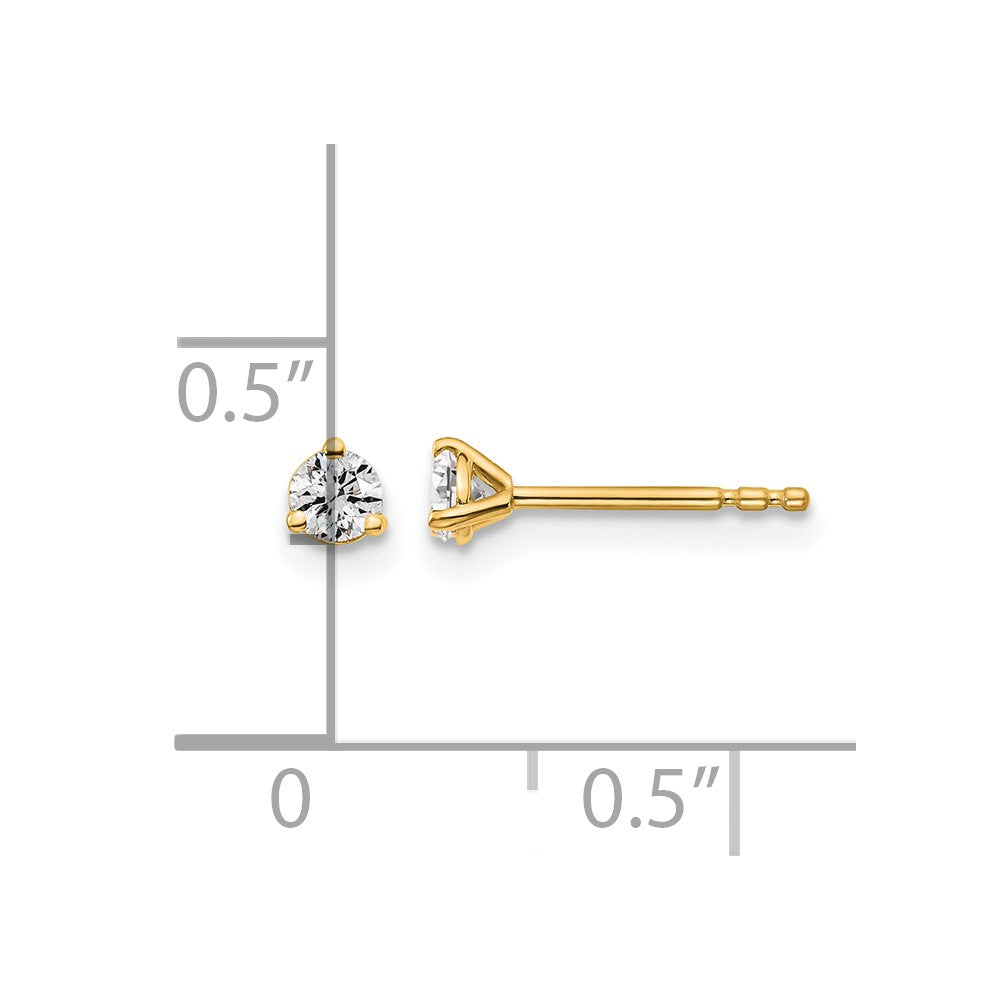 14ky 1/5 ctw Cert Lab Grown Dia VS+ F+ Round 3 Prong Hvy Wt Earring-EM1007-020C-LD