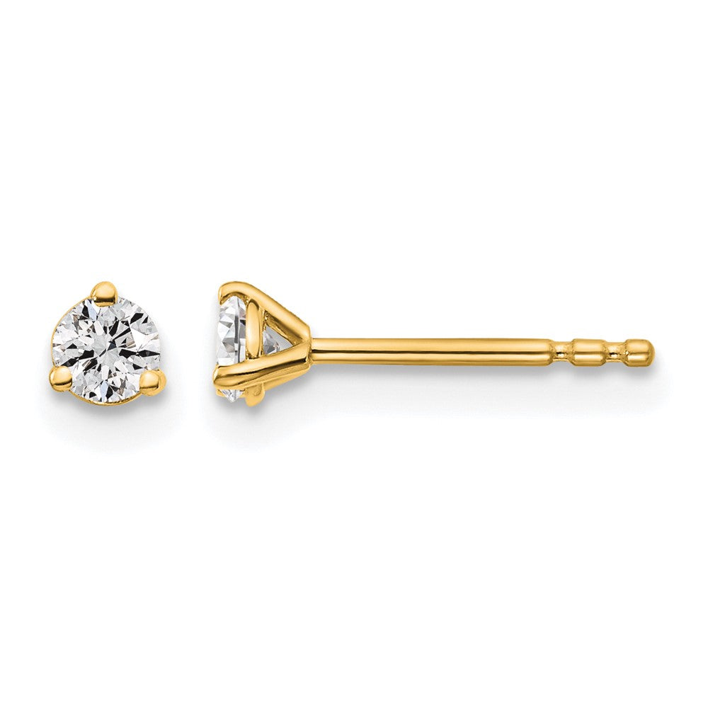 14ky 1/5 ctw Cert Lab Grown Dia VS+ F+ Round 3 Prong Hvy Wt Earring-EM1007-020C-LD