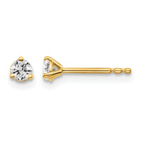 14ky 1/5 ctw Cert Lab Grown Dia VS+ F+ Round 3 Prong Hvy Wt Earring-EM1007-020C-LD