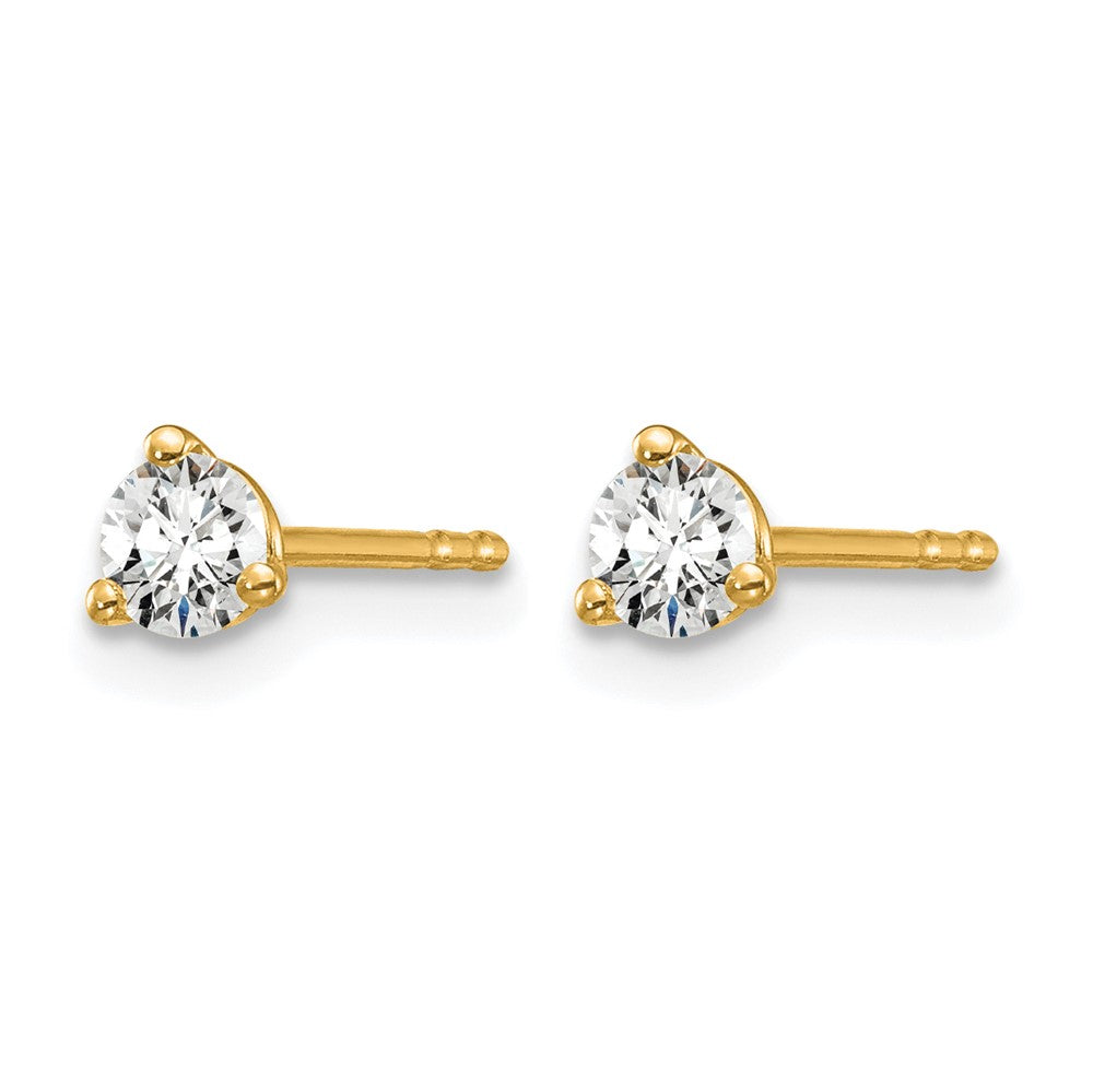 14ky 1/4 ctw Cert Lab Grown Dia VS+ F+ Round 3 Prong Hvy Wt Earring-EM1007-025C-LD