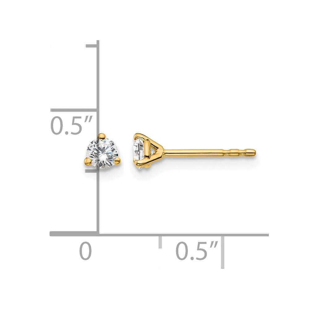 14ky 1/4 ctw Cert Lab Grown Dia VS+ F+ Round 3 Prong Hvy Wt Earring-EM1007-025C-LD