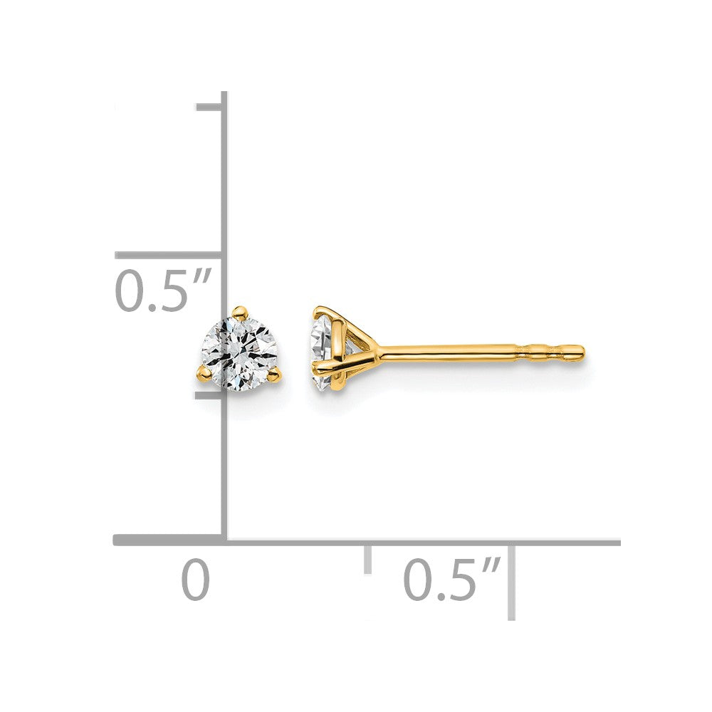 14ky 1/3 ctw Cert Lab Grown Dia VS+ F+ Round 3 Prong Hvy Wt Earring-EM1007-033C-LD