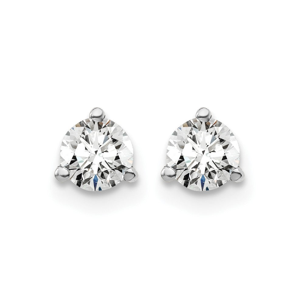 14kw 1/2 ctw Cert Lab Grown Dia VS+ F+ Round 3 Prong Hvy Wt Earring-EM1007-050C-WLD