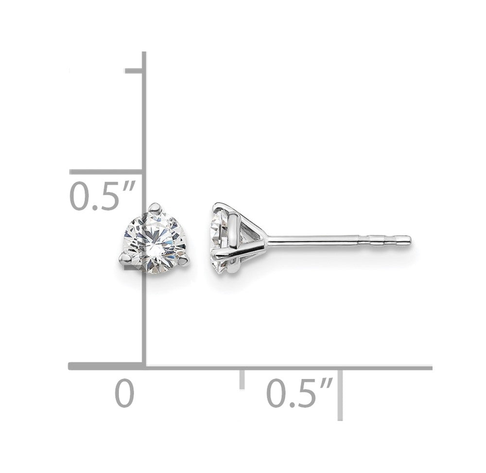 14kw 1/2 ctw Cert Lab Grown Dia VS/SI+ G+ Round 3 Prong Hvy Wt Earring-EM1007-050C-WLG