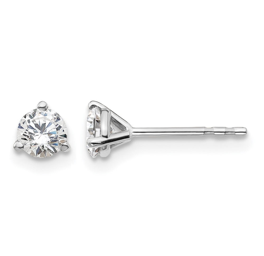 14kw 1/2 ctw Cert Lab Grown Dia VS+ F+ Round 3 Prong Hvy Wt Earring-EM1007-050C-WLD