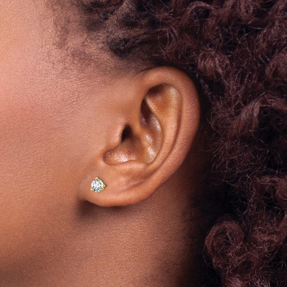 14ky 1/2 ctw Cert Lab Grown Dia VS/SI+ G+ Round 3 Prong Hvy Wt Earring-EM1007-050C-LG
