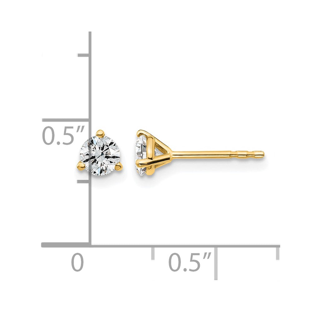 14ky 1/2 ctw Cert Lab Grown Dia VS+ F+ Round 3 Prong Hvy Wt Earring-EM1007-050C-LD