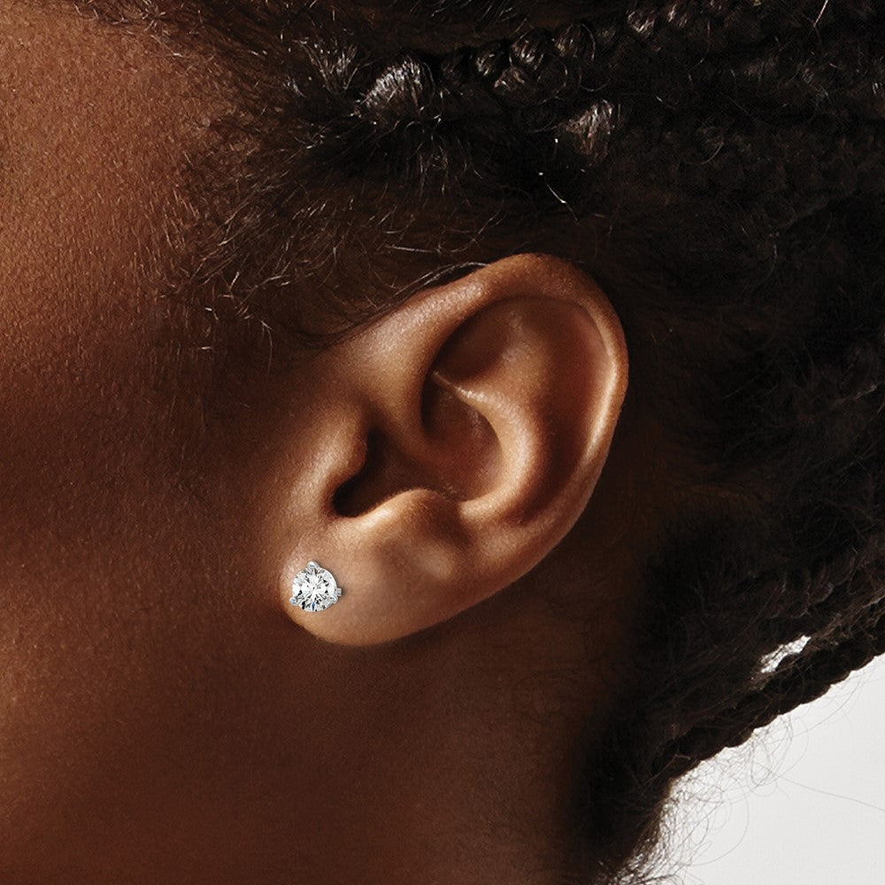 14kw 2/3 ctw Cert Lab Grown Dia VS+ F+ Round 3 Prong Hvy Wt Earring-EM1007-066C-WLD