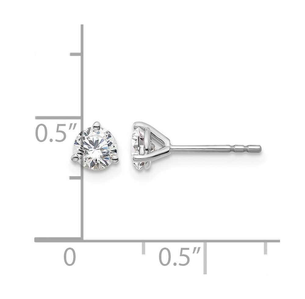 14kw 2/3 ctw Cert Lab Grown Dia VS+ F+ Round 3 Prong Hvy Wt Earring-EM1007-066C-WLD
