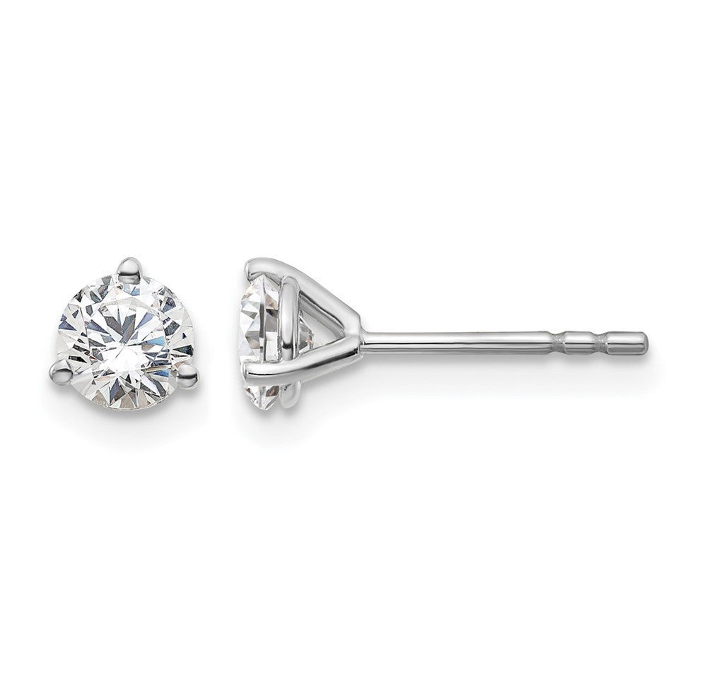 14kw 2/3 ctw Cert Lab Grown Dia VS+ F+ Round 3 Prong Hvy Wt Earring-EM1007-066C-WLD