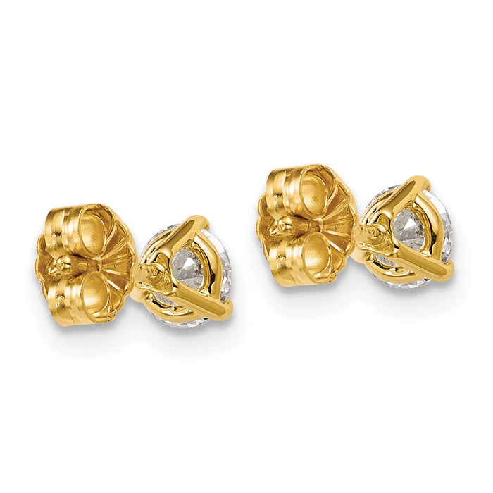 14ky 2/3 ctw Cert Lab Grown Dia VS/SI+ G+ Round 3 Prong Hvy Wt Earring-EM1007-066C-LG