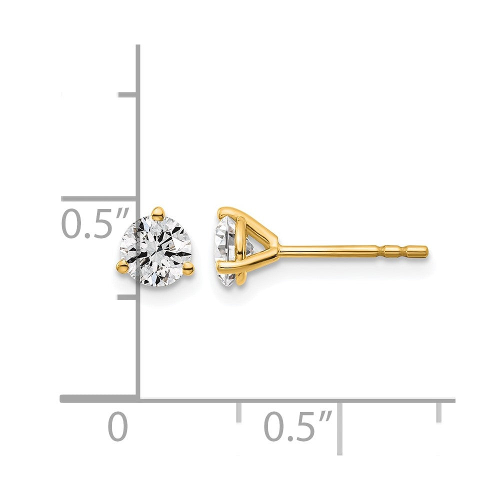 14ky 2/3 ctw Cert Lab Grown Dia VS+ F+ Round 3 Prong Hvy Wt Earring-EM1007-066C-LD