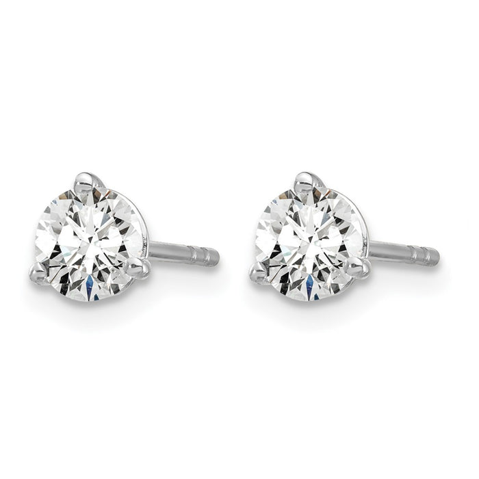 14kw 3/4 ctw Cert Lab Grown Dia VS+ F+ Round 3 Prong Hvy Wt Earring-EM1007-075C-WLD